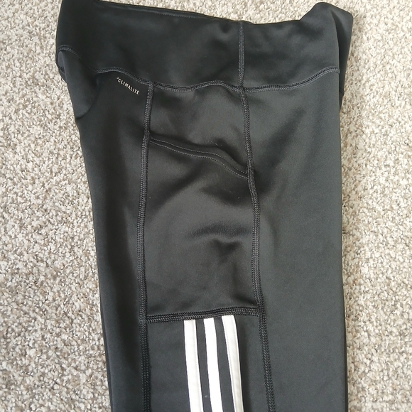 Adidas‎ Women's Black Leggings with White Stripes - Picture 14 of 16